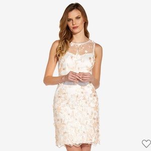 NWT Adrianna Papell 3D Floral sheath dress with illusion beach line sz 2